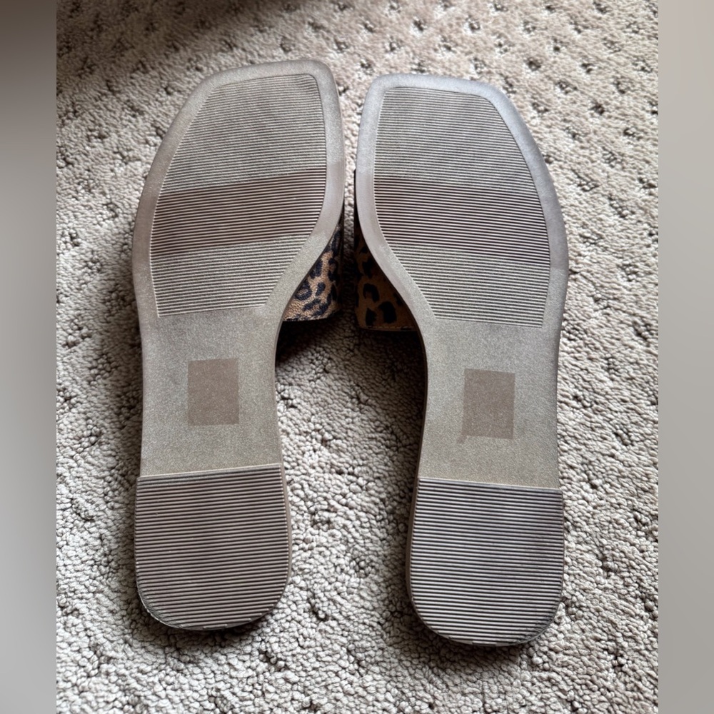 SODA Leopard Print Slide Sandals with Buckle - Tan/Black - Picture 3 of 3